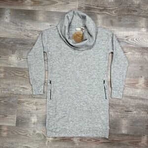 NWT Dakini Tunic Dress Womens S Gray Waffle Knit Cowl Neck Long Sleeve Pockets